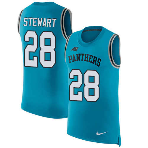 Nike Panthers #28 Jonathan Stewart Blue Alternate Men's Stitched NFL Limited Rush Tank Top Jersey - Click Image to Close